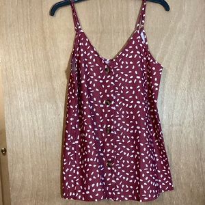 Maroon White Button Down Cami